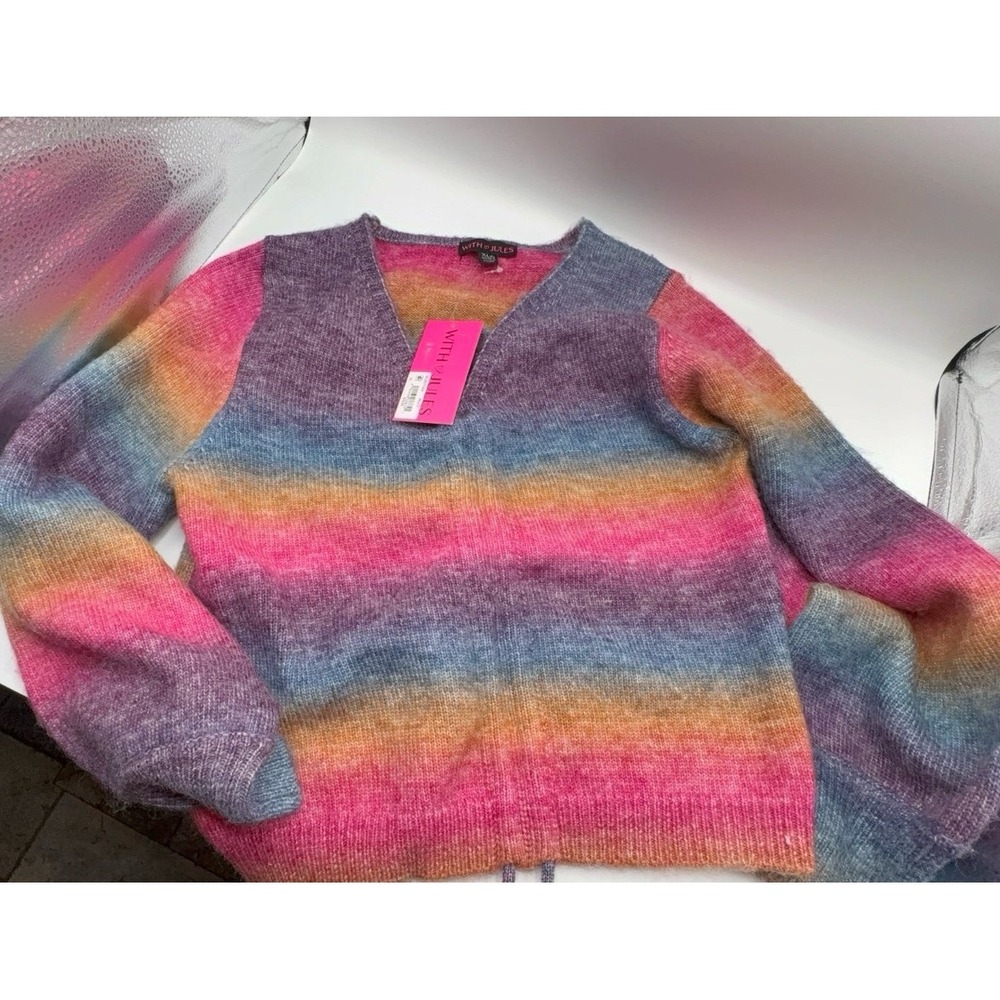 Youth girls size XL With Jules multicolor long sleeve soft sweater. So pretty!